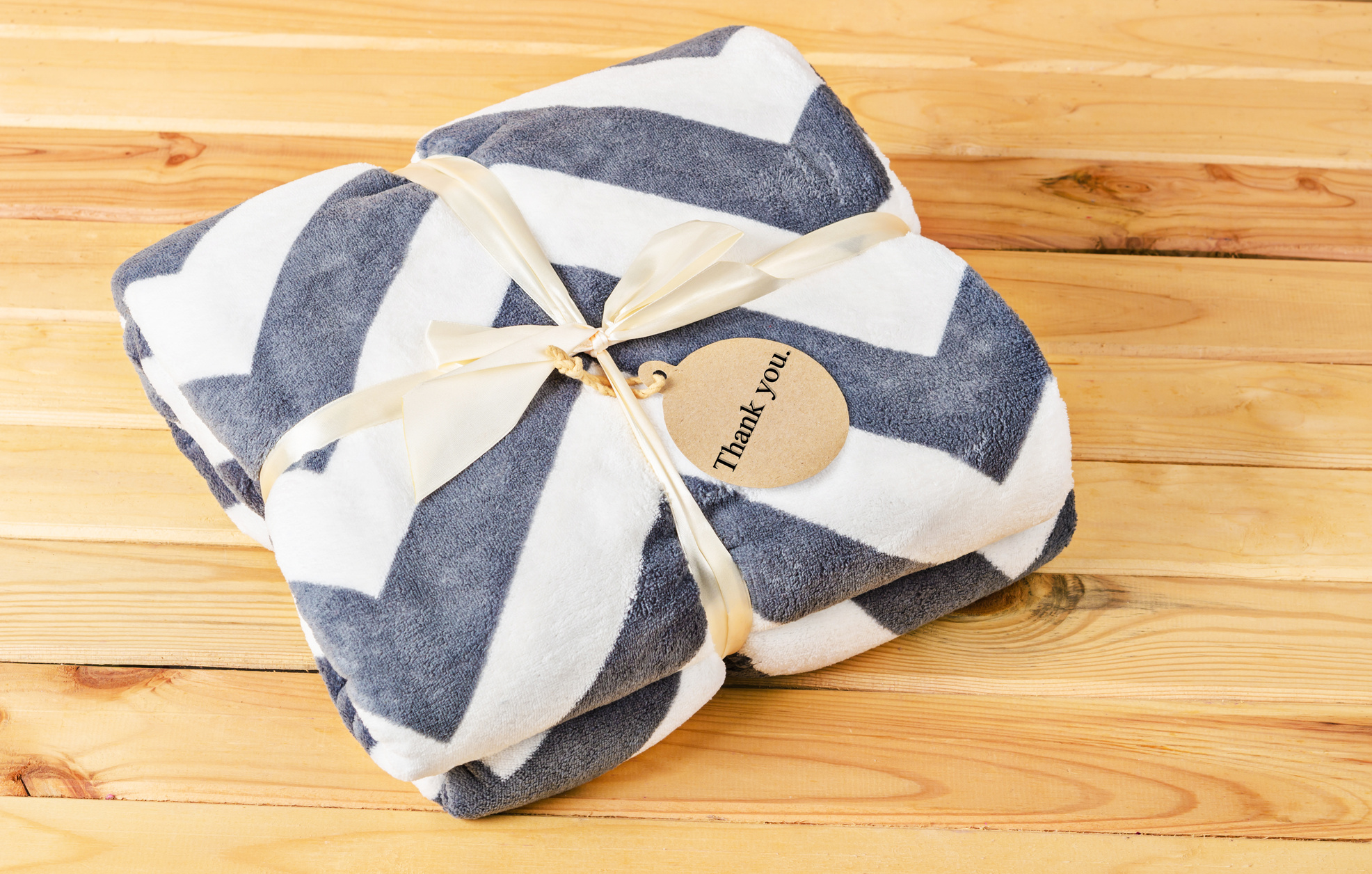 Blanket with ribbon and Thank you tag gift